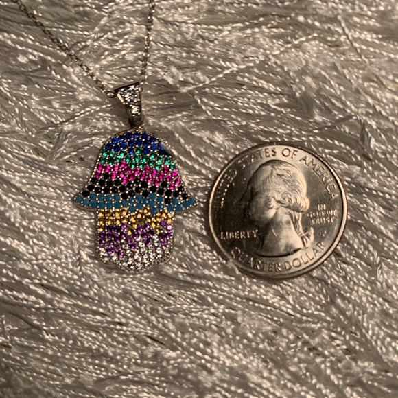 Sterling Silver Sevil Hamsa Statement Necklace - Picture 5 of 6